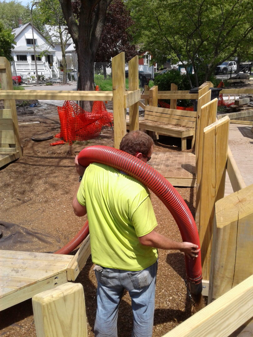 A man working on the playground