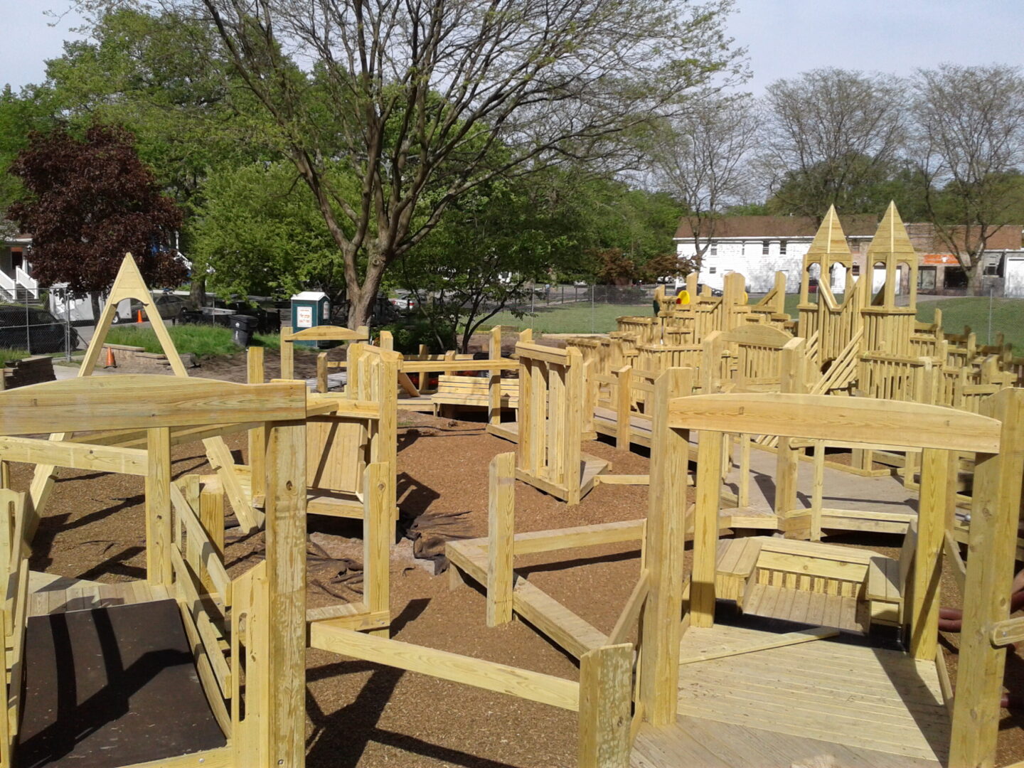 A playground made from wood