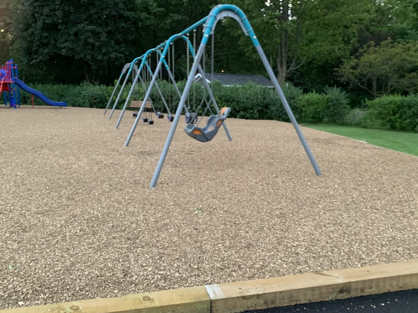 Side view of the swings